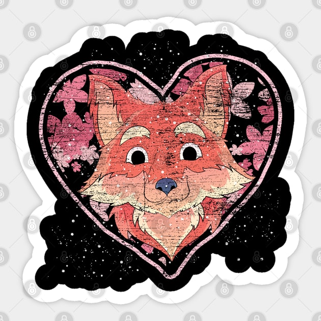 Forest Animal Lover Heart Wildlife Nature Cute Fox Sticker by ShirtsShirtsndmoreShirts